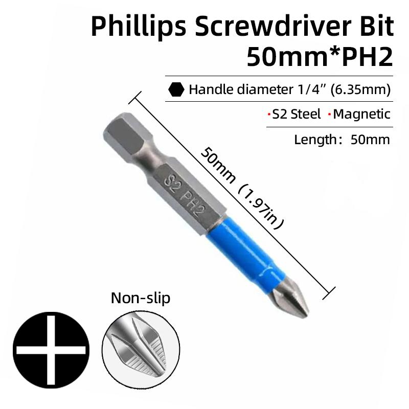 1PC Phillips-Schraubendreher-Bits Kreuzkopf Magnetische Schraubendreher PH00 PH1 PH2 S2 Legierter Stahl Sechskantschaft Handwerkzeuge 50/75/100/150mm