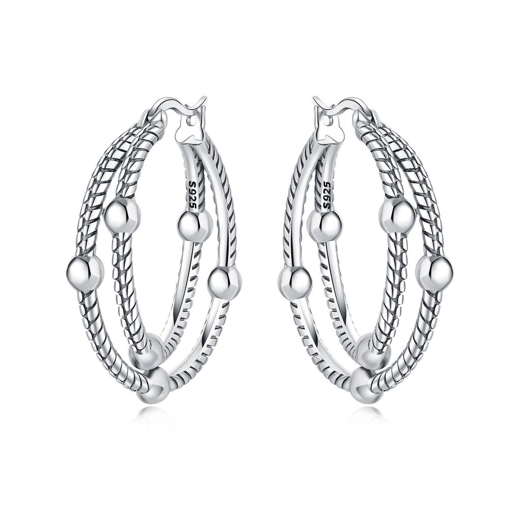 925 Sterling Silver Curve Weaving Large Circle Series Earring Jewelry Versatile Hoop Earrings for Women Jewelry Fine Gifts