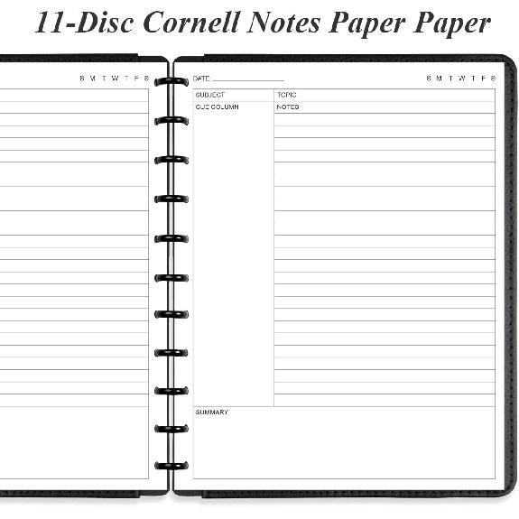 Letter Size Cornell Notes Filler Paper - 11 TUL Disc Cornell Notes Loose Leaf Paper, 50Sheets / 100Pages, 8.5'' x 11''