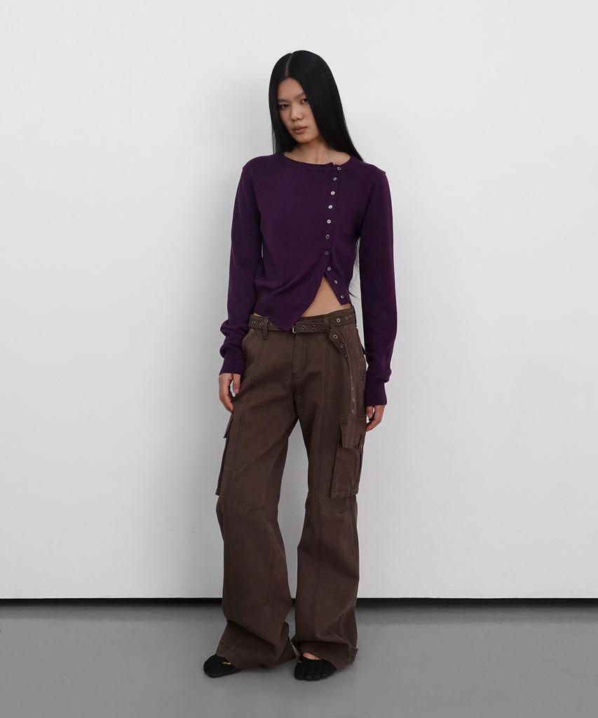 Saendeulig Wide Bootcut Cotton Pants_Brown
