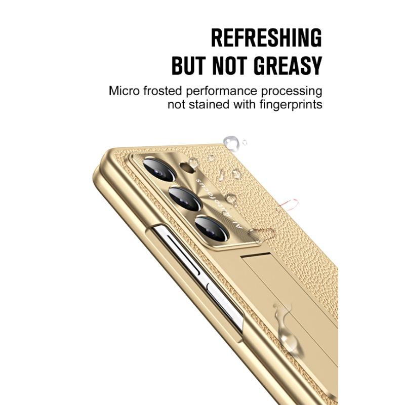 Leather for Samsung Galaxy Fold 6 5 4 3 Case Slim Hard Stand Protective Film Cover Stand Mental Holder Shockproof Luxury