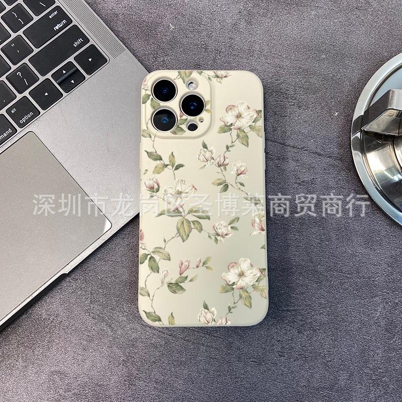White Camellia for iPhone15 Mobile Phone Case 14PROMAX All-inclusive 13 Anti-drop 16/15 Protective Case 17