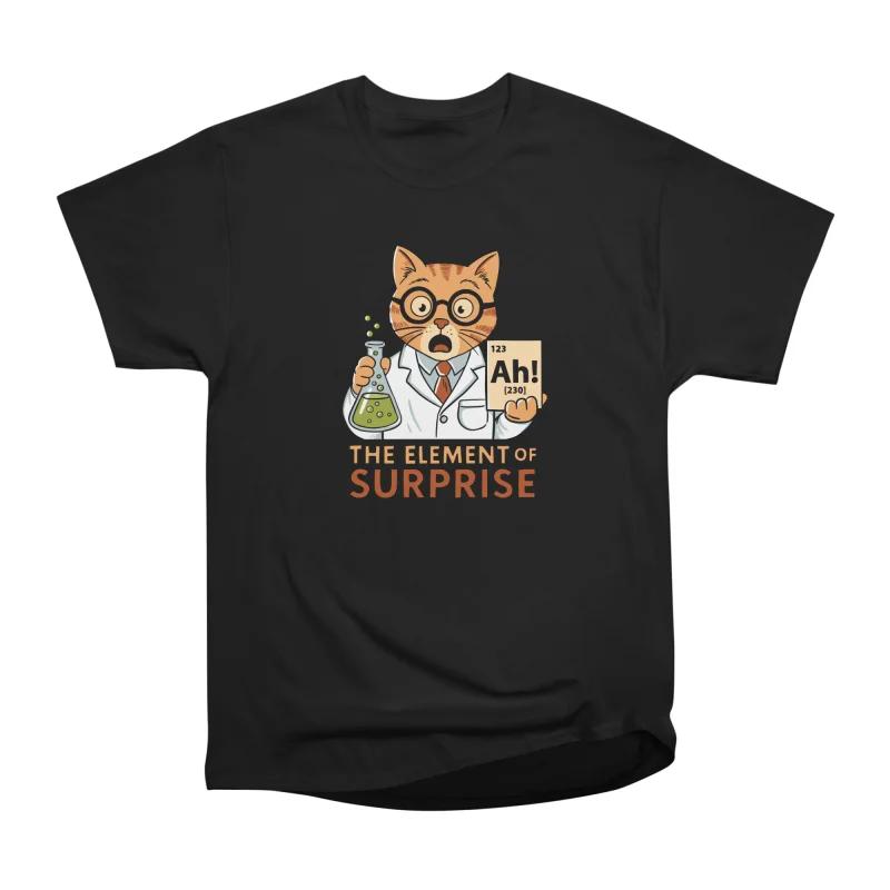Men Casual Shirts Short Sleeves CAT SCIENCE Tees Oversized T-shirts S