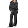 Autumn Fashion Casual Sports Set: Zippered Long-Sleeve Women's Sweatshirt and Wide-Leg Pants Two-Piece Set