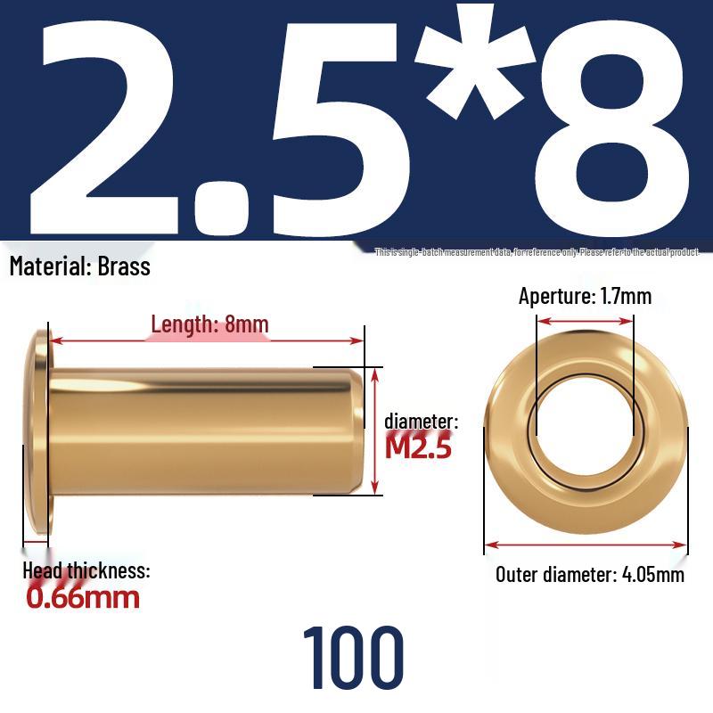 Pure Brass Hollow Rivets & Copper Eyelets Fasteners M1.3–M5