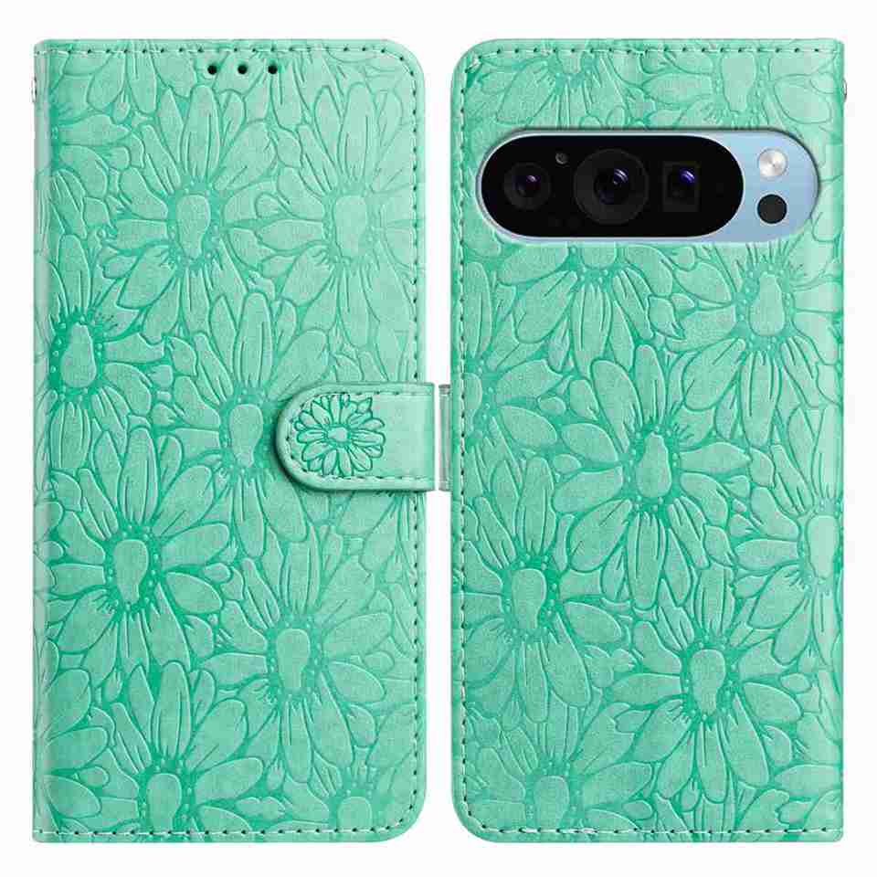 10-Color Daisy Embossed Flip Card Case for Google Pixel 6,Pixel 7,Pixel 8,Pixel 9,Pixel 10 series...
