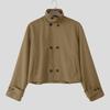 INCERUN Men Stand Neck Long Sleeve Buttons Up Casual Loose Cargo Jackets Coats