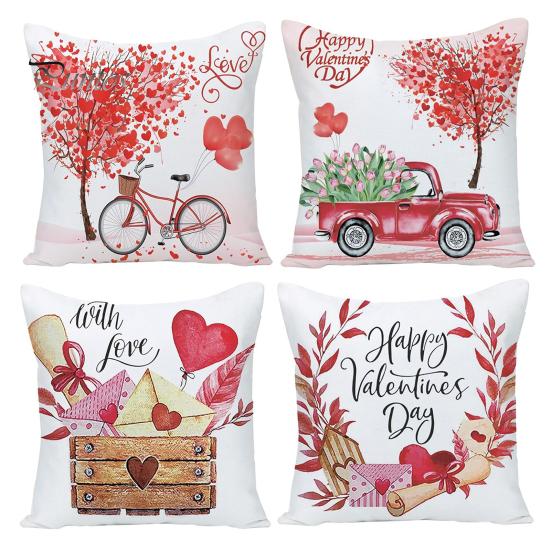 

4 шт., 45x45 см, наволочки на день Святого Валентина, наволочка с красным сердцем и потайной молнией, свадебное украшение для дома, диван, кровать, патио 1 Set