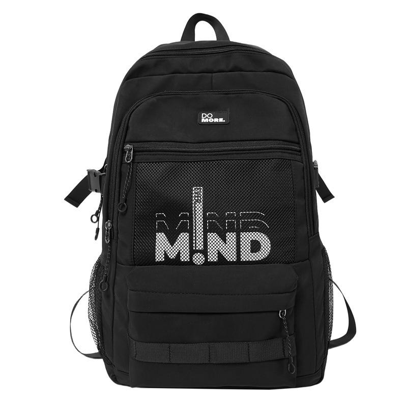 School bag high value letter backpack couple solid color casual simple light outdoor commuting large capacity