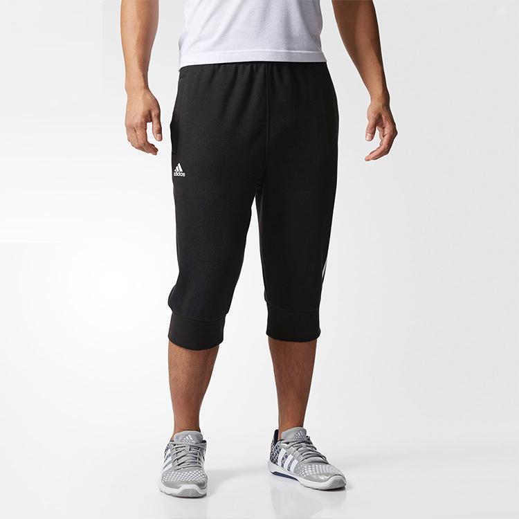 Adidas Striped Print Tapered Cropped Sweatpants Men Bottoms Black Z32382