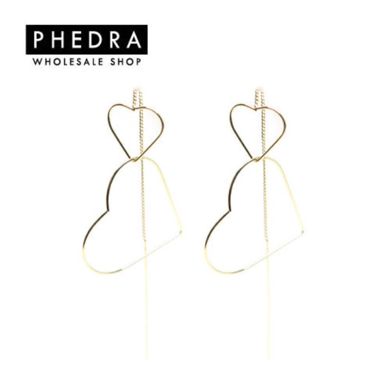 

Women s Lovely Simple Double Heart Earrings A25212_GOLD