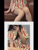 Korean Floral Bunny Christmas Summer Pajama Set - Striped Short-Sleeve Top & Shorts for Women