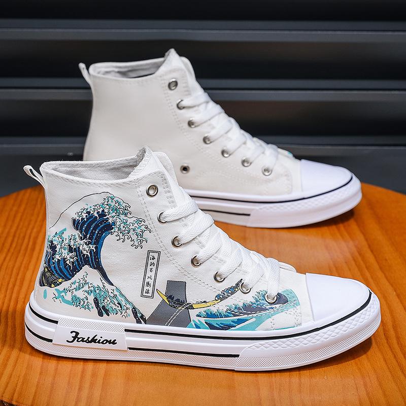 Summer New Men's Canvas Shoes High-top Shoes Men's Casual  Shoes Trendy Versatile Fashion Men's Shoes