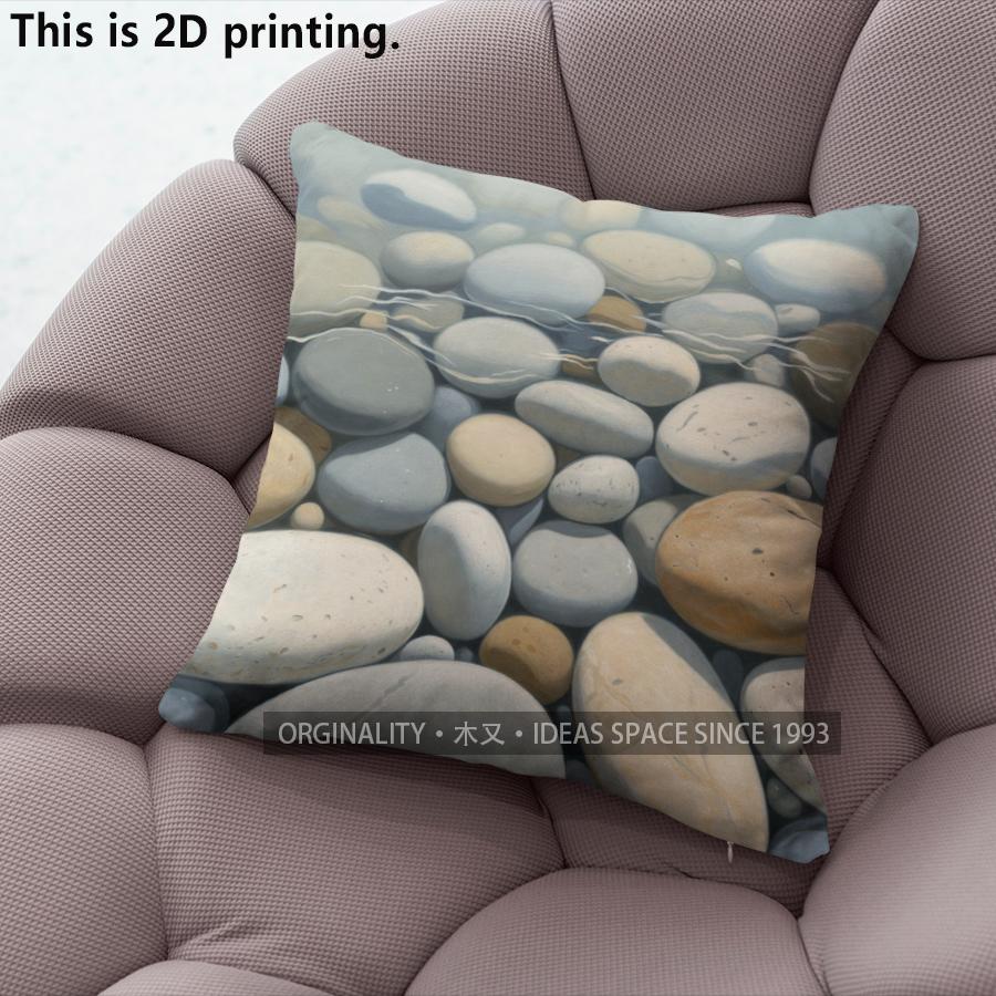 Coastal River Stones Throw Pillow Covers Pattern Cushion Cover Suitable For Sofa Bedroom Car Pillow Cover
