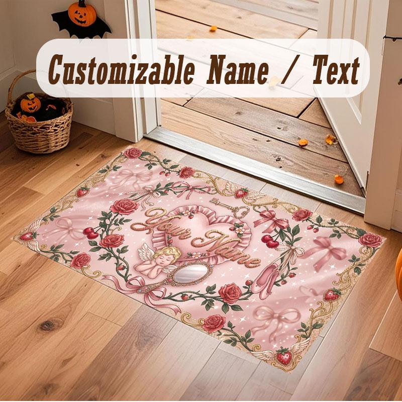 Abstract Personalized Theme Crystal Velvet Floor Rug Personalized Custom Name Text Warm Carpet Home Decoration