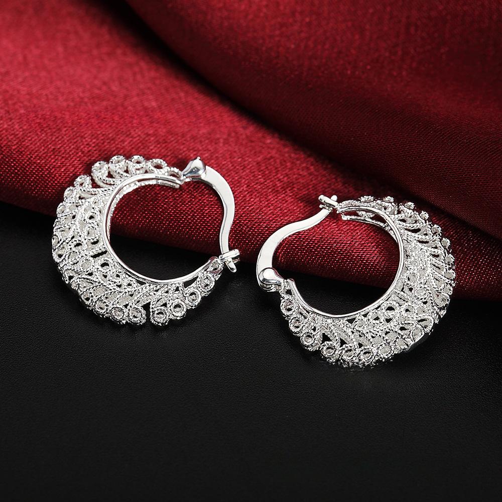 New Silver Plated Hollow Braided Flower Earrings S925 Silver Earrings