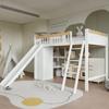 Loft Bed, With Children's Slide, Wardrobe and Storage Cabinet Under the Bed, Four-Sided Fence Pine + MDF + Plywood, White+Natural, 90x200cm