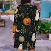 Women Plus Size V Neck Long Sleeve Fitted Straight Hem Dress Halloween Dachshund Printed White