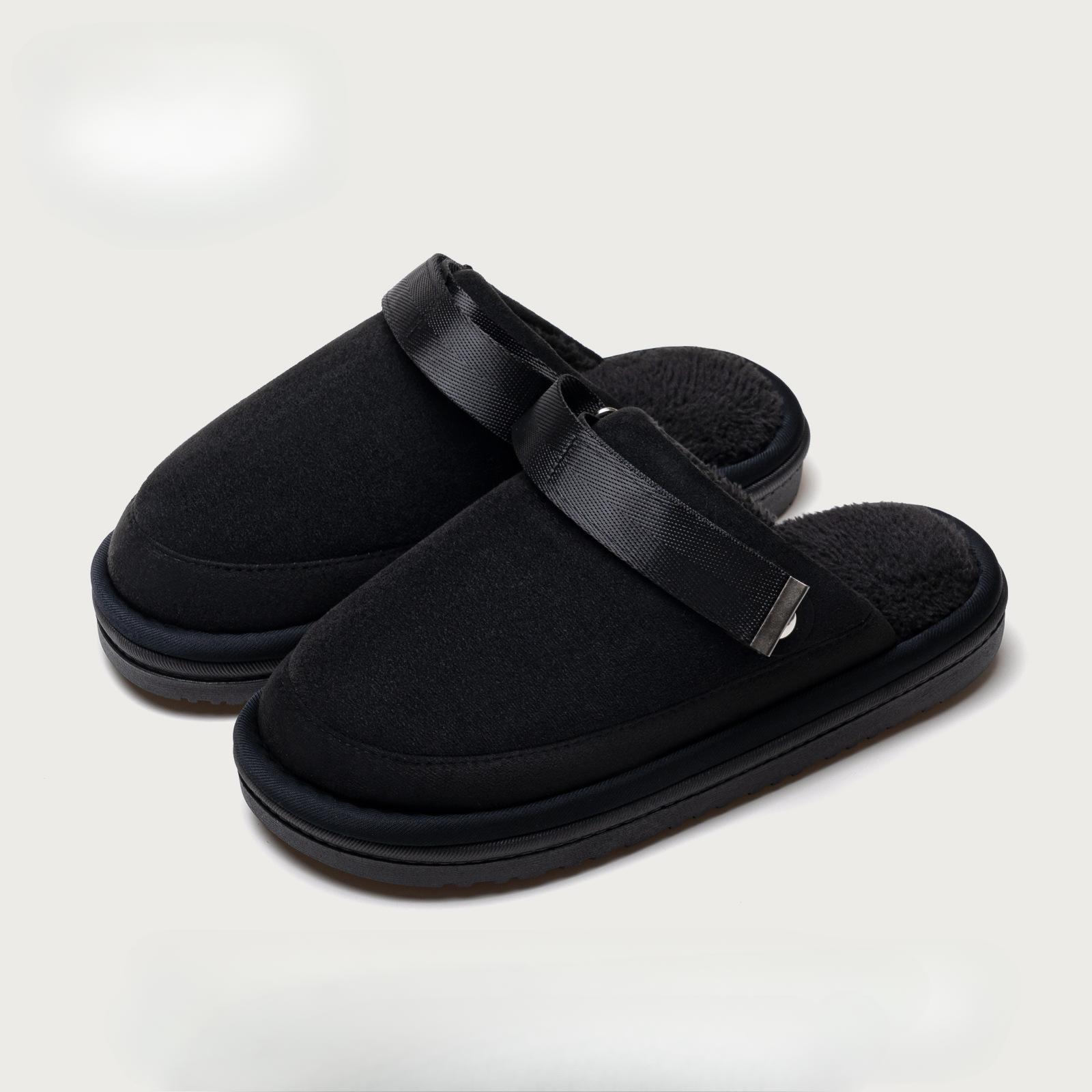 

Зимние тапочки для женщин на платформе из искусственной замши домашние тапочки для помещения и улицы с меховой флисовой подкладкой домашняя обувь женские теплые нескользящие без задника короткие зимние ботинки 40-41 чёрный