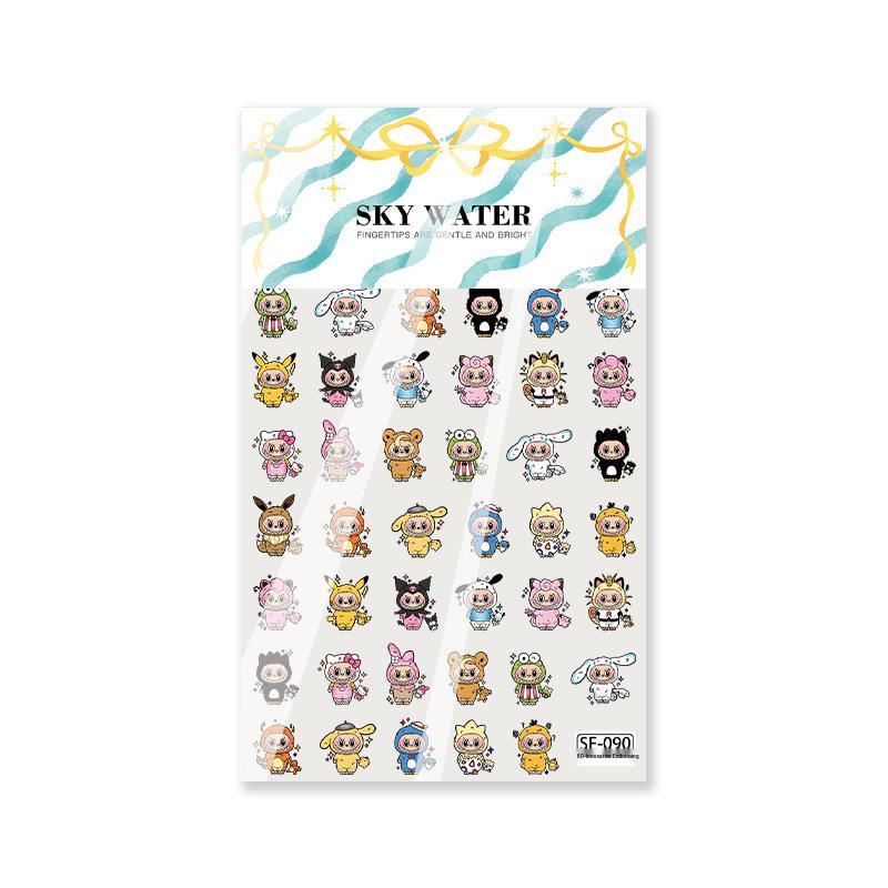 Sky Cartoon Labubu Nail & Phone Art Stickers - Cute DIY Decorative Set