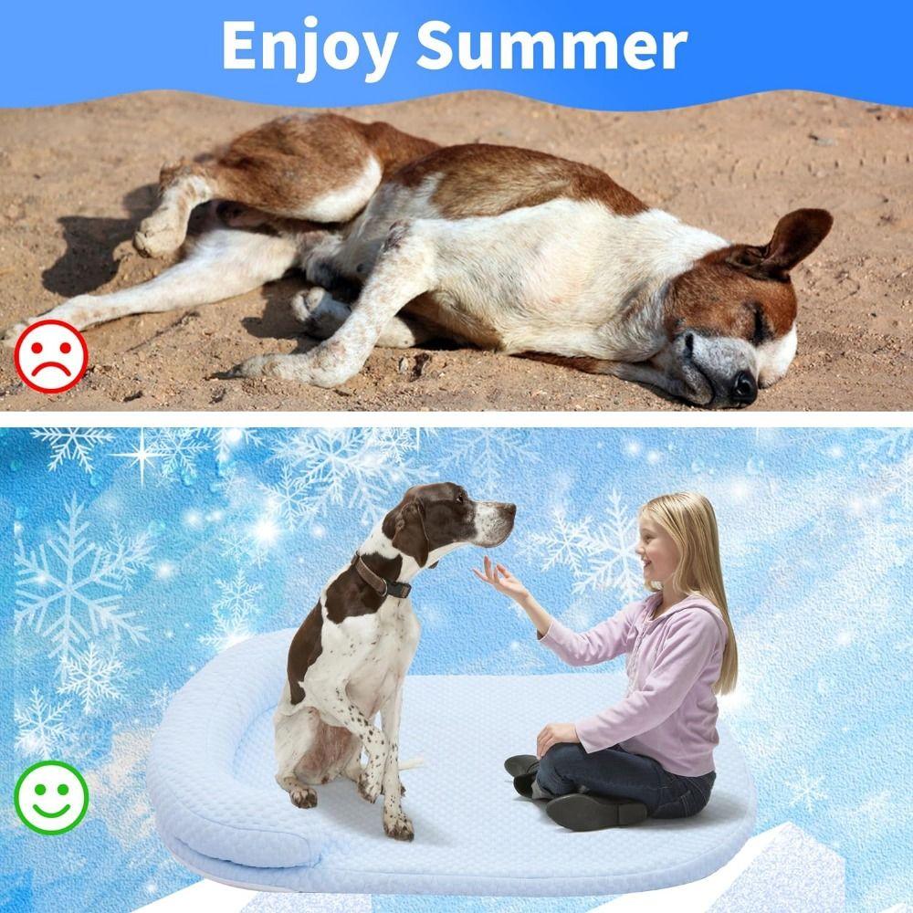 Atmungsaktive Hunde-Bettunterlage Rutschfester Boden Haustierkissen Leicht zu tragen Haustier-Kühlmatte Sommer