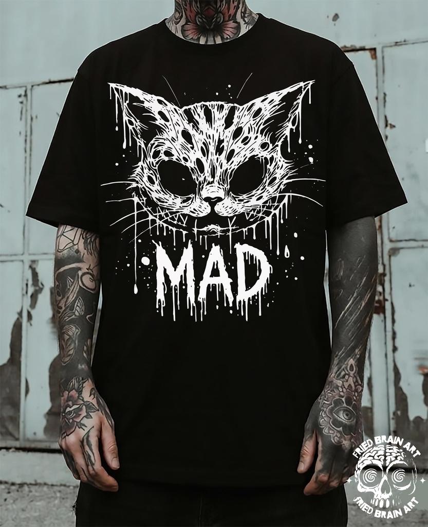 Funny Mad Black Cat T-Shirt: Gothic Style