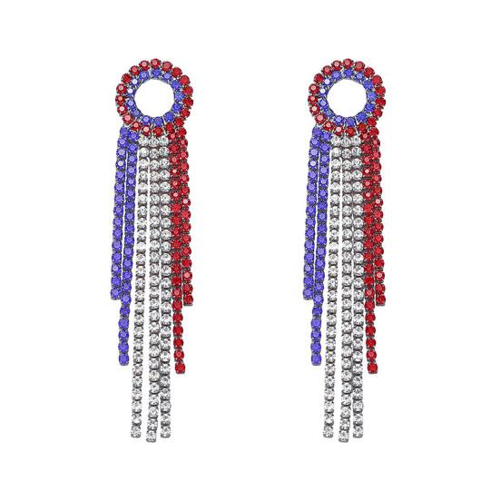 1 Paar Damen Quastenohrringe, Stern Ohrstecker Pave Hängeohrringe, Boho Wasserfall Perlenfransen Ohrringe, Amerikanische Flagge Ohrringe Schmuck Geschenk