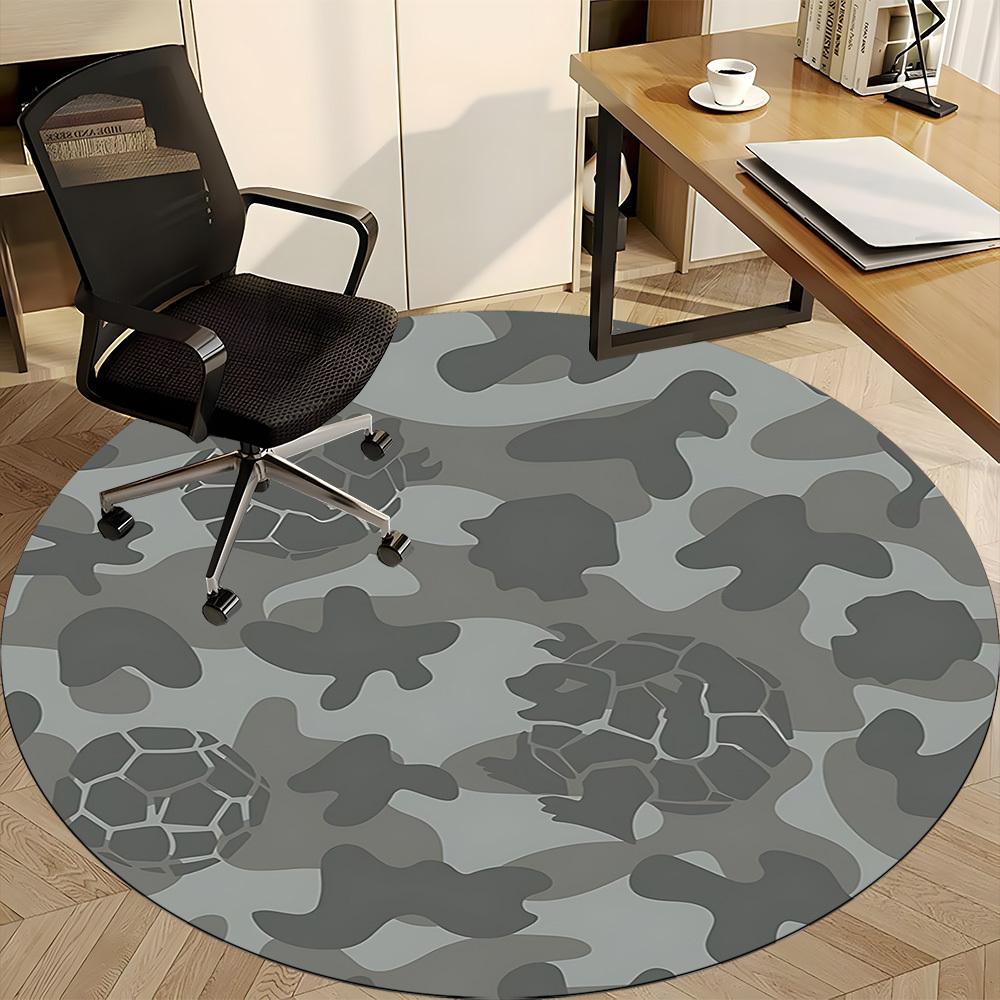 1pc Camouflage Pattern Chair Carpet for Office, Indoor Non Slip Washable Polyester Fiber Carpet,