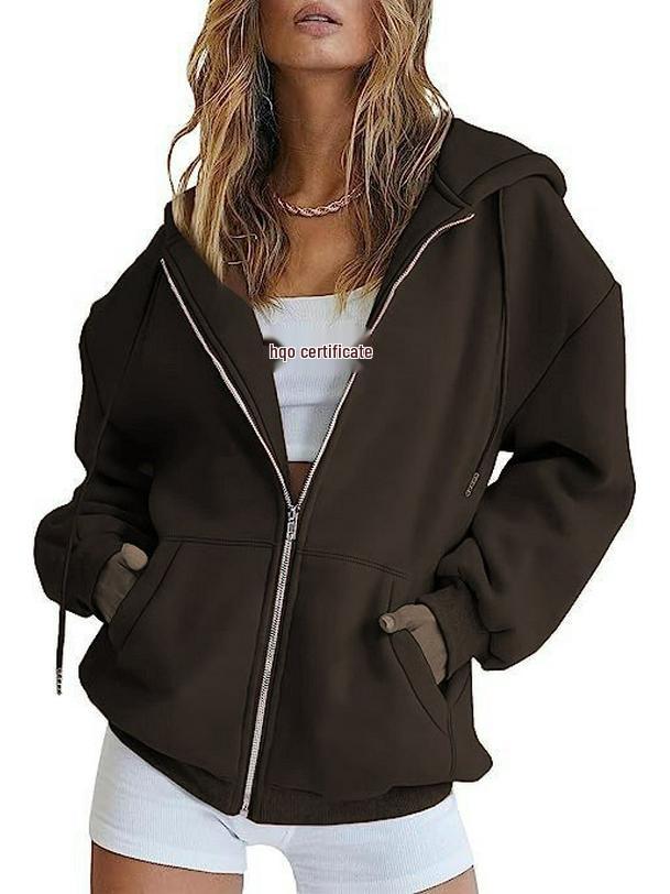 Casual Drawstring Zipper Hoodie Jacket with Pockets