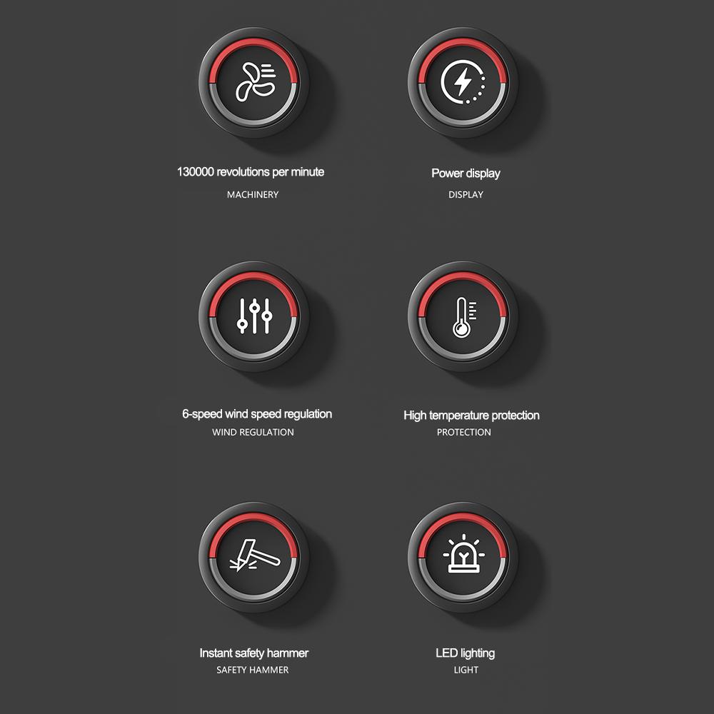 Violent Fan 400000RPM Powerful Air Blower Turbo Fan with LED Display& Lighting Dust Cleaner 6 Speeds Brushless Turbo Jet Blower