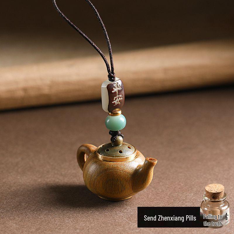 Wenge Green Sandalwood Teapot Keychain & Sachet for Women