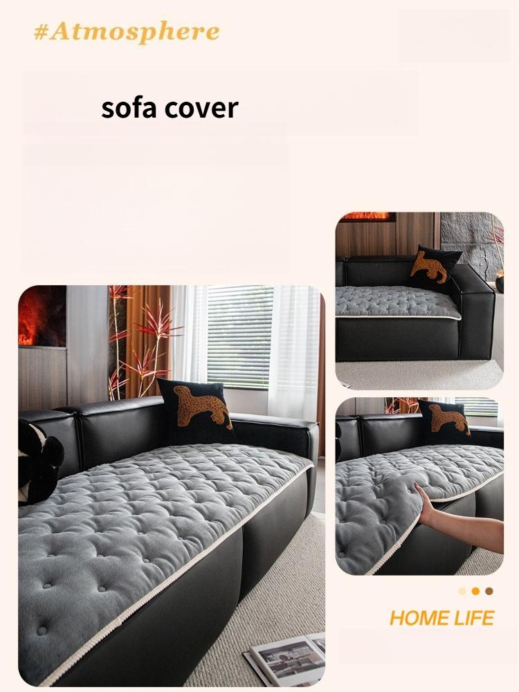 Winter White Flannel Sofa Cushion Non-Slip Thickened Short Plush Sofa Cover Cloth Warm Dust Soft Velvet Window Sill Pad Warm Backrest Armrest Towels