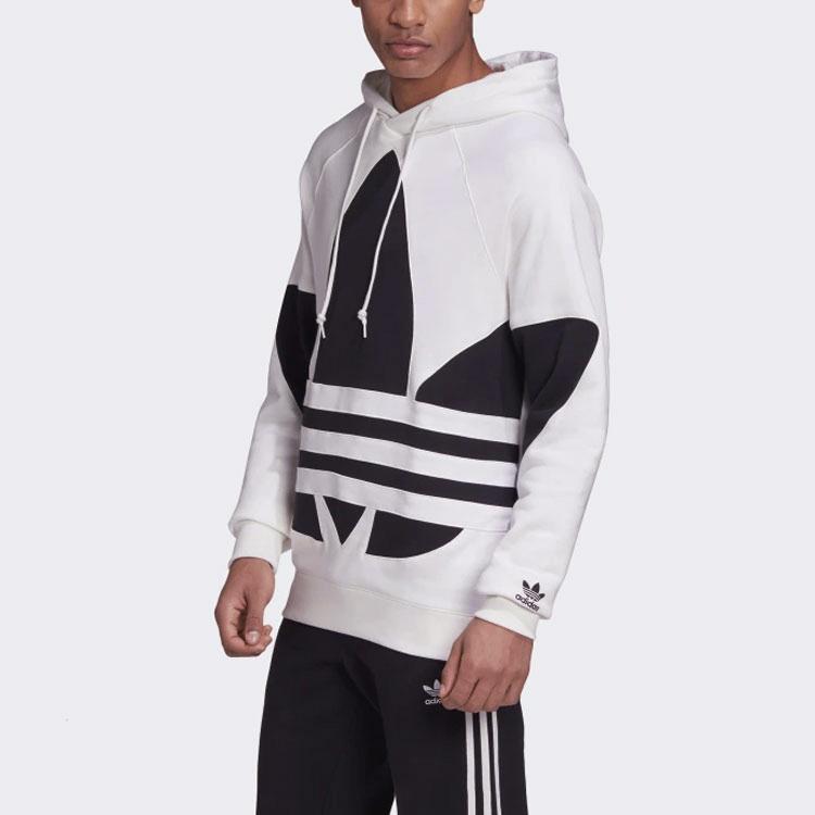 Adidas Originals Trefoil Big Logo Drawstring Solid Hoodie With Drop Shoulders Men Hoodie White FM9909