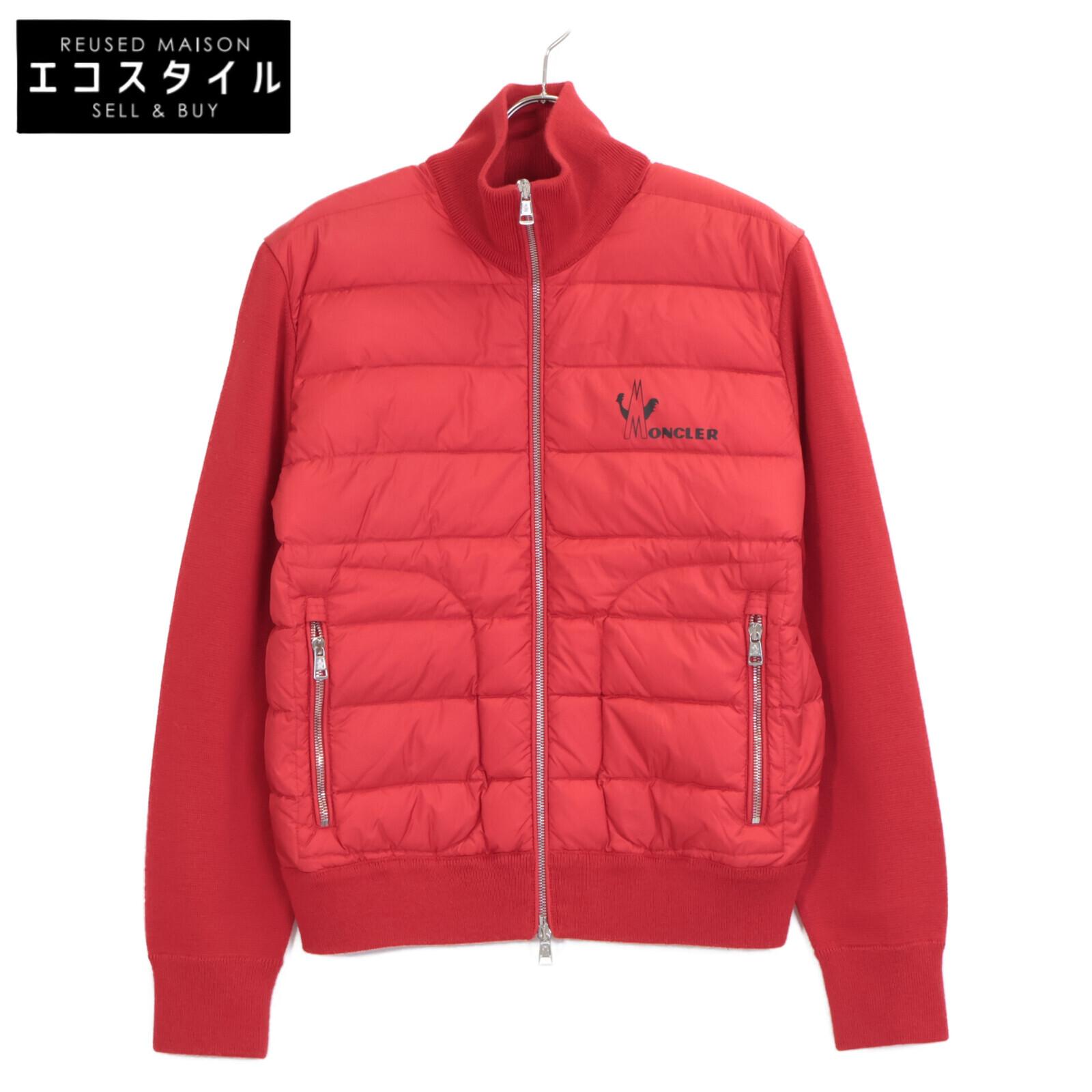 

MONCLER 2019 Red Wool x Nylon MAGLIONE TRICOT CARDIGAN Down Jacket Jacket M RedUsed