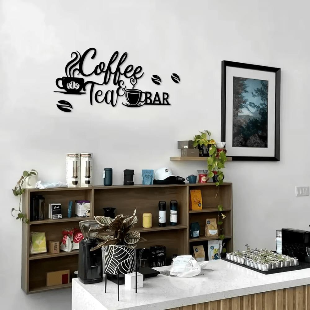 Metal Coffee Bar Sign Bean Design Wall Decor, Functional Home Office Art, Aesthetic Metal Sculpture for Festival Statue Decoration