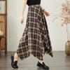 Plus Size High Waist Cotton Vintage Plaid Casual Summer Loose Long for Woman Skirts Womens Skirt