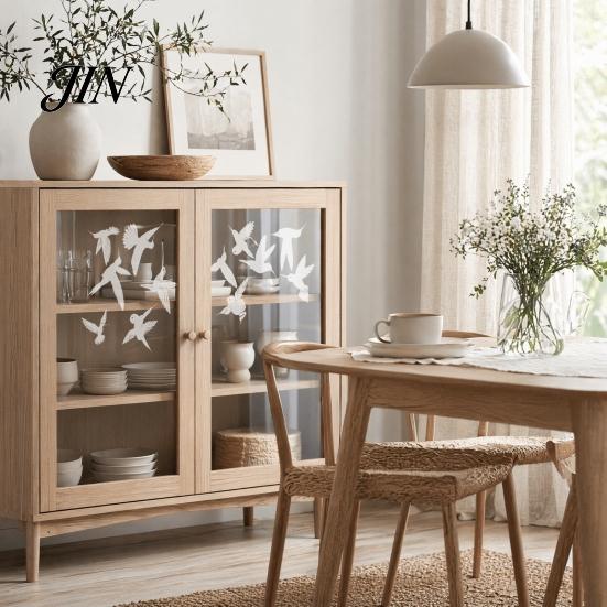 Fenster Sonnenschutzfolie Weiße Kolibris Aufkleber gegen Vogelkollisionen, Anti-Kollisions-Haftfolien Aufkleber, Aufprall Boden-zu-Decke Aufkleber Glas Schutz