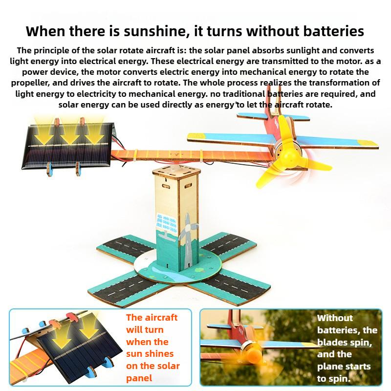DIY Spinning Airplane Kit Solar Powered Flying Toy for Kids Hands on Science Experiment STEM Project Solar Energy Teaching