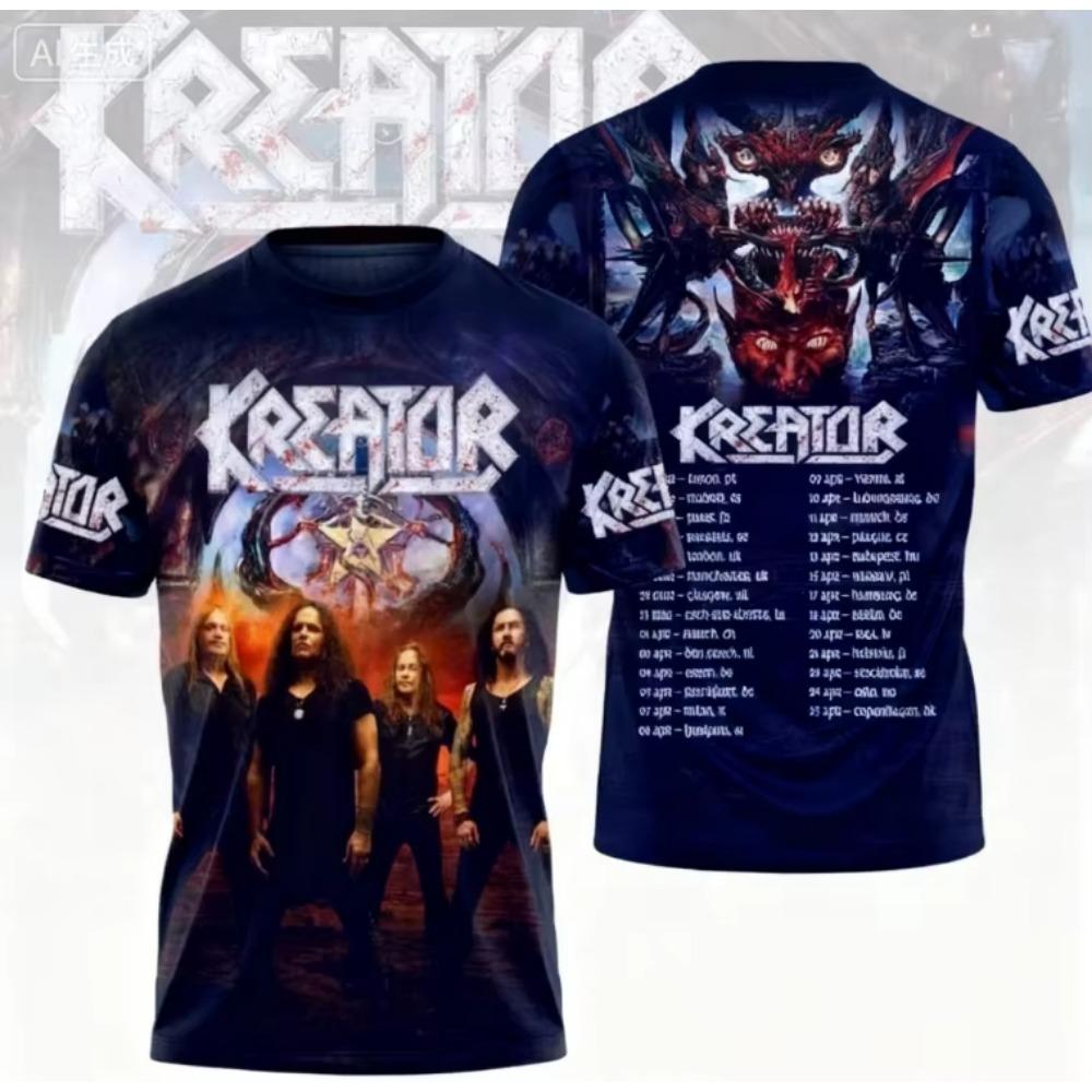 New Vintage Kreator 3d Print T-shirt Men Women Fashion Street Plus Size Sports Hip Hop Short Sleeve Tops Tee