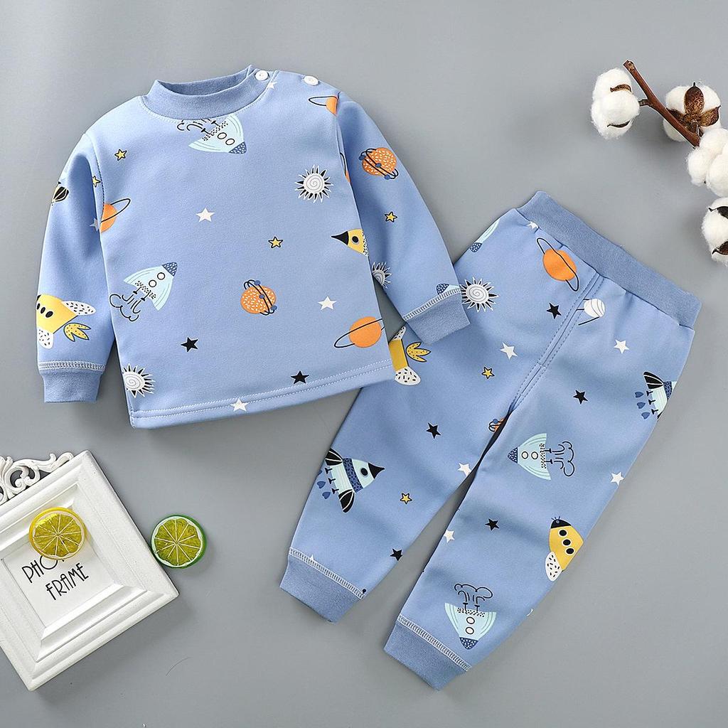 Baby Thermal Underwear Set: Plush, Thickened Pajamas for Boys & Girls