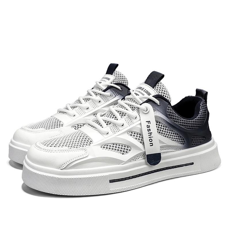 Men's Shoes Summer Breathable Anti Slip Mesh Thin Style Student Sports Leisure White Board Shoes Versatile Trendy Mesh Shoes