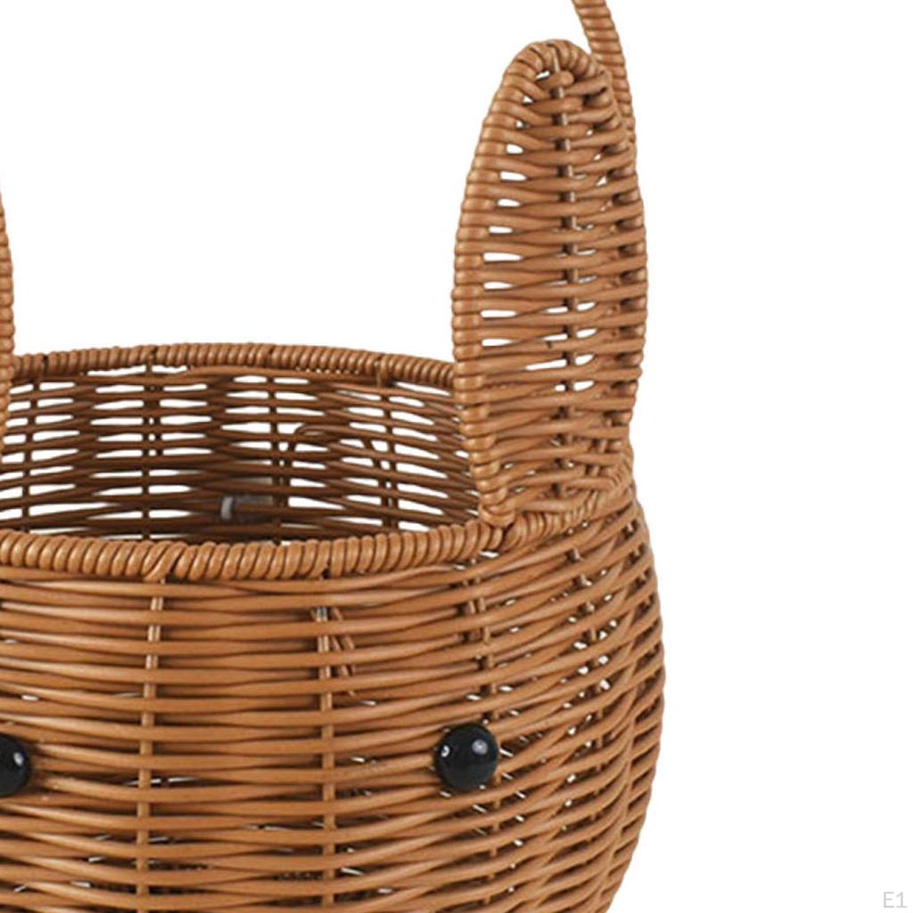 Coșuleț Portabil Container Formă de Iepuraș Capacitate Mare Coșuri Împletite Rustice pentru Organizarea Gustărilor