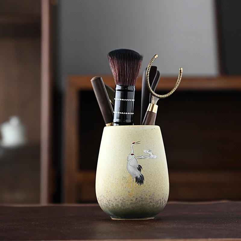 Kettle and Six Gentlemen Tea Ceremony Set - Coarse Pottery & Alloy Accessories