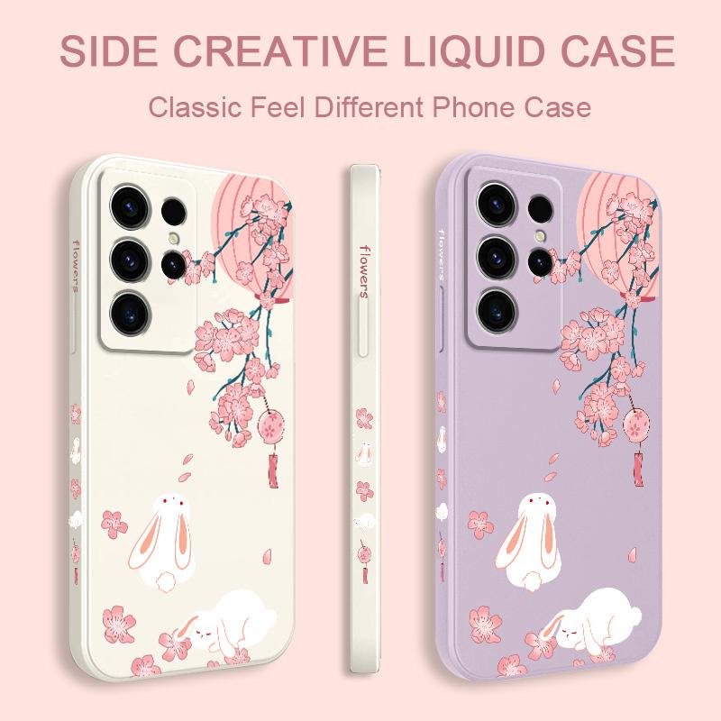 Peach Bunny Phone Case For Samsung Galaxy S25FE S23 S22 S21 S20 Ultra Plus FE S10 S9 S10E Note 20 Ultra 10 9 Plus Cover