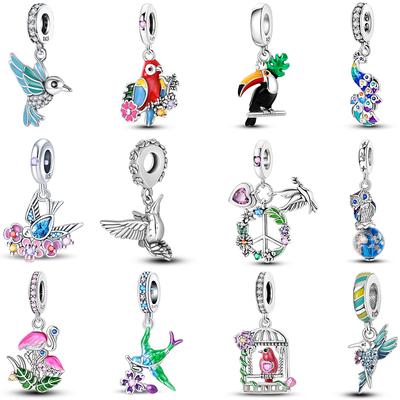 100% Copper Parrot Hummingbird Owl Birds Fashion Design Charms Beads 3Mm Diy Fine Jewelry Gifts Making