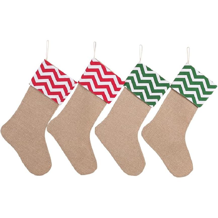 Set of 3 Family Christmas Stockings Holiday Stocking Cotton Canvas Large Bag