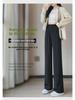 Women's 2025 Black Ice Silk Suit Pants: Spring/Summer Straight-Leg, Petite/Wide-Leg Casual Style