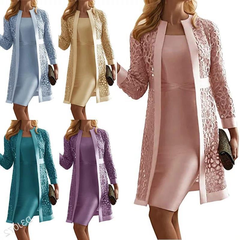 Women's Lace Cardigan Dress with Two Coats - Colorful New Design