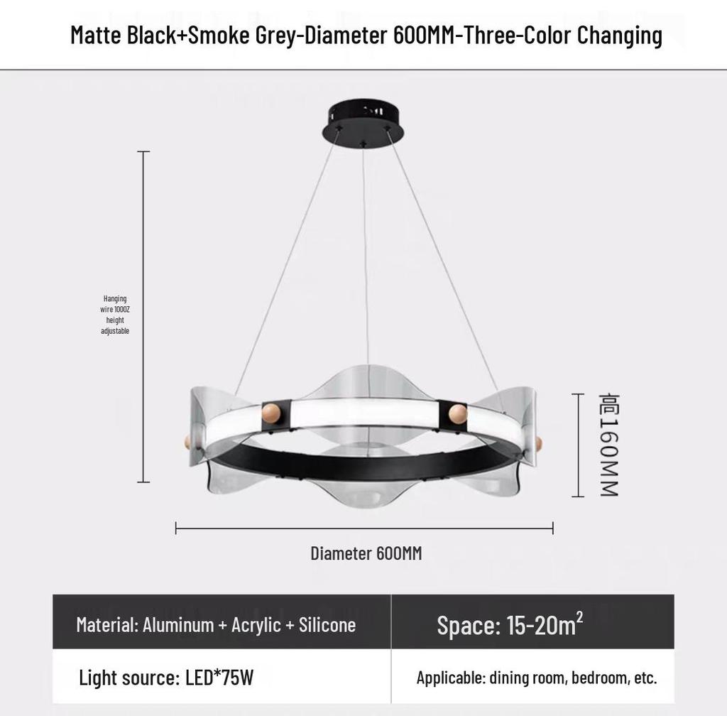 Nordic Minimalist Glass Ring Pendant Light for Living Rooms, Bedrooms, Studies, Showrooms, and Restaurants.