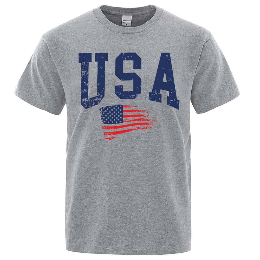 

Футболки с надписью «USA Letter Flag Hip Hop Printed» для мужчин и женщин, одежда с круглым вырезом, свободная дышащая футболка, повседневная уличная футболка M